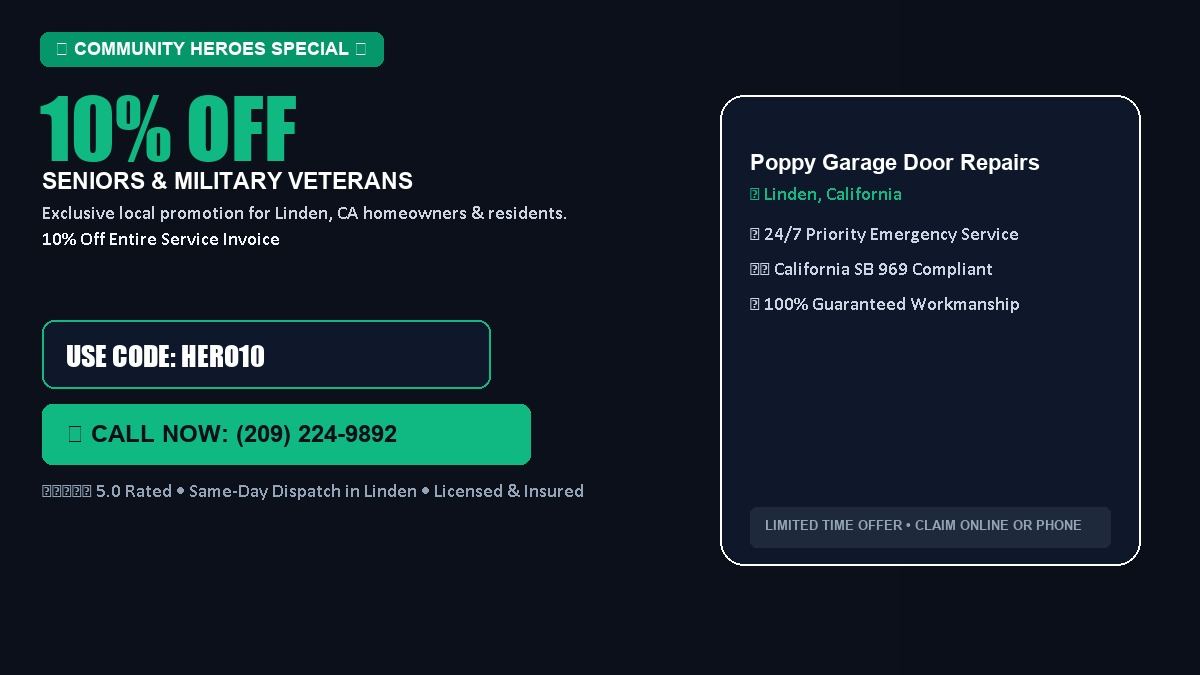 Poppy Garage Door Repairs 10% OFF Seniors & Military Veterans